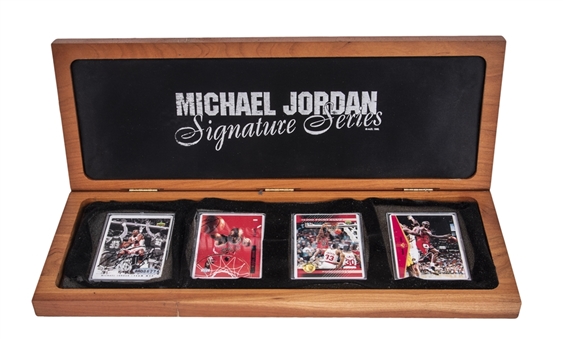 1996 Michael Jordan Signed Porcelain 4-Card "Signature Series" Boxed Set (#0306/1000) – (UDA)